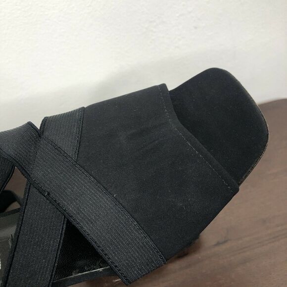 Vaneli Square Toe Slip On Elastic Strap Open Toe Black Heeled Sandals 7.5 M - Picture 9 of 9